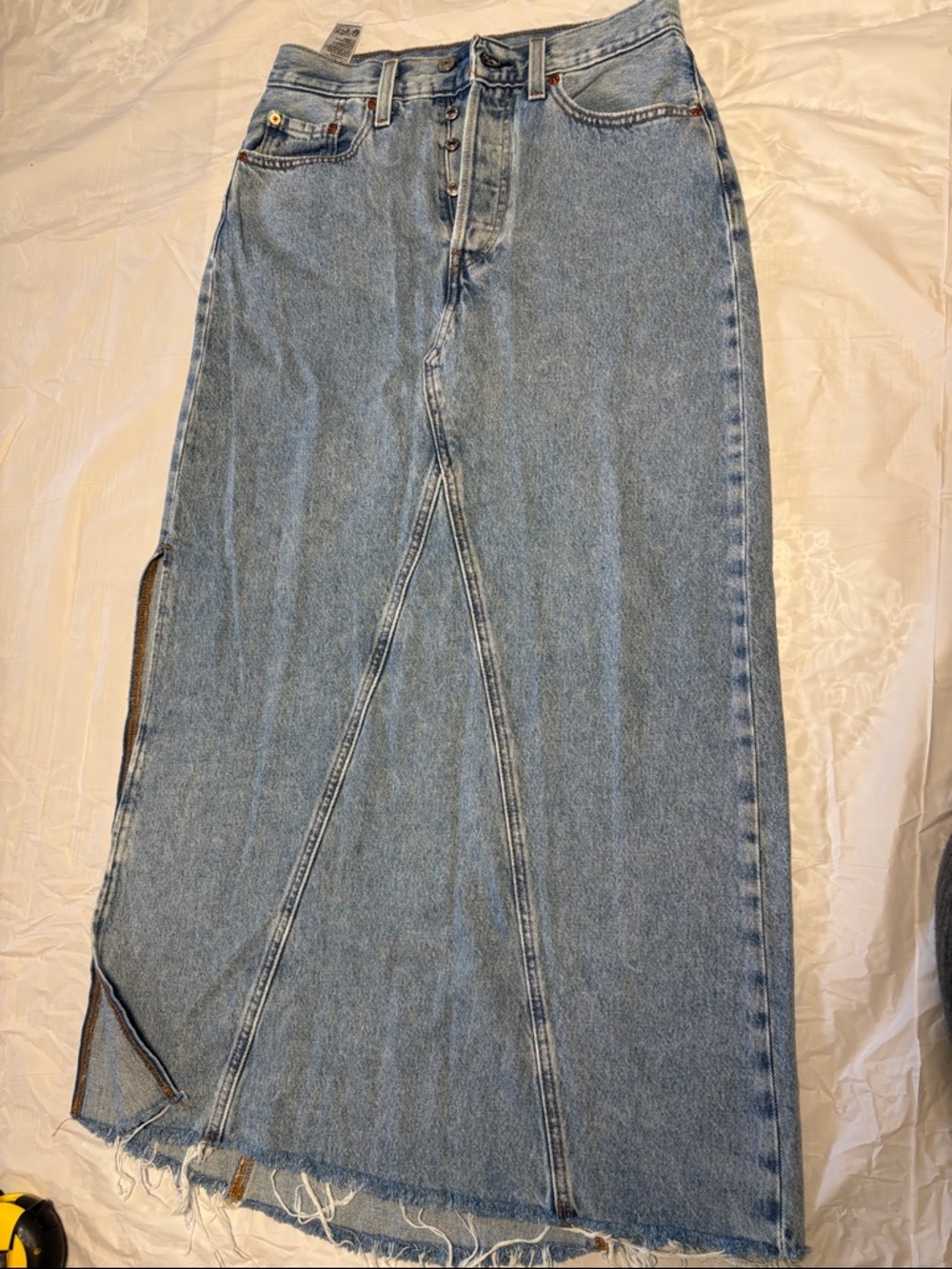 Levi's Light Blue Denim Maxi Skirt with Front Panel Seams